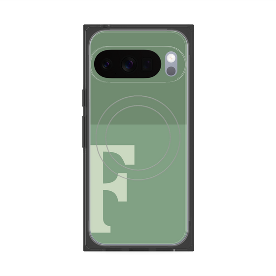 プレミアムスクエアケース with Pixelsnap［ オリジナル - initial two tone - F green ］