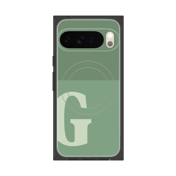プレミアムスクエアケース with Pixelsnap［ オリジナル - initial two tone - G green ］