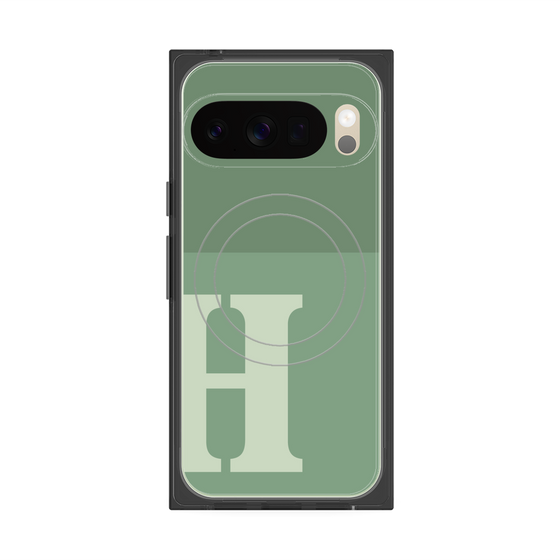プレミアムスクエアケース with Pixelsnap［ オリジナル - initial two tone - H green ］