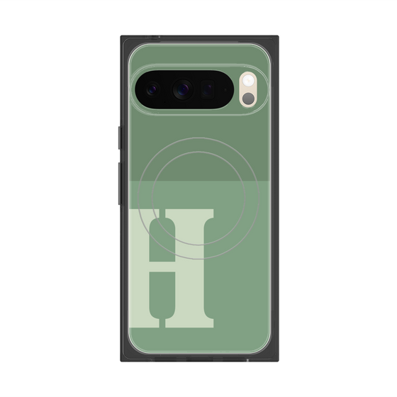 プレミアムスクエアケース with Pixelsnap［ オリジナル - initial two tone - H green ］