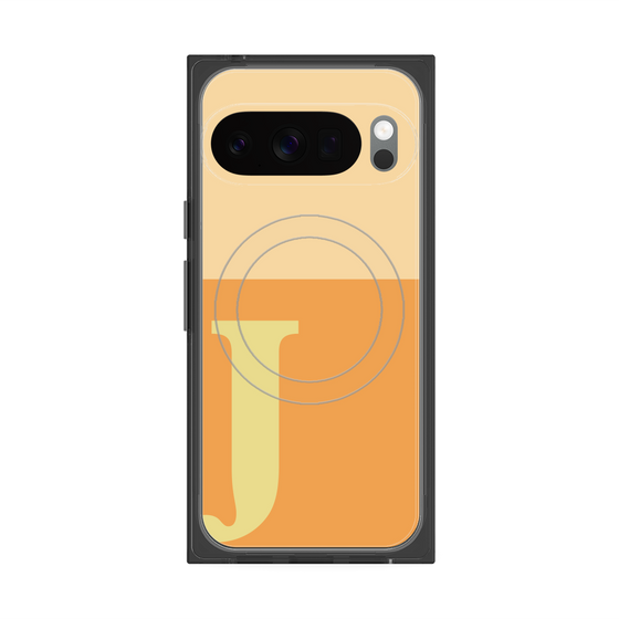 プレミアムスクエアケース with Pixelsnap［ オリジナル - initial two tone - J orange ］