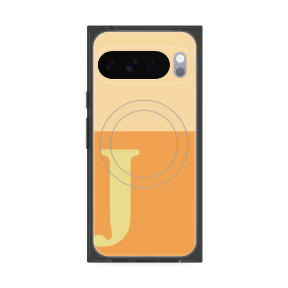プレミアムスクエアケース with Pixelsnap［ オリジナル - initial two tone - J orange ］
