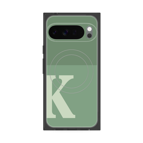 プレミアムスクエアケース with Pixelsnap［ オリジナル - initial two tone - K green ］