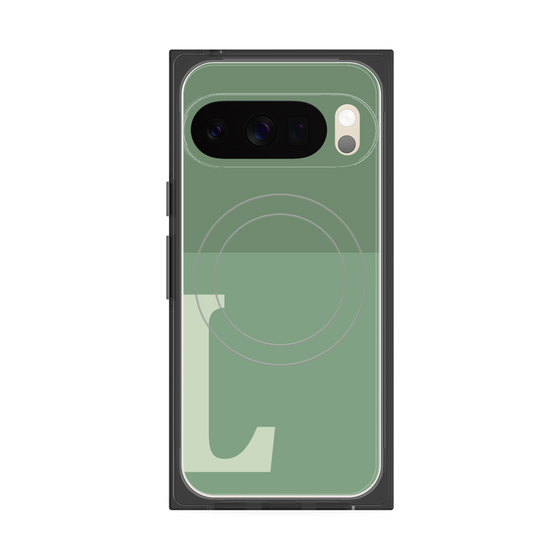 プレミアムスクエアケース with Pixelsnap［ オリジナル - initial two tone - L green ］
