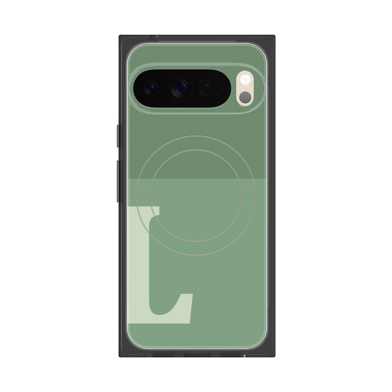 プレミアムスクエアケース with Pixelsnap［ オリジナル - initial two tone - L green ］