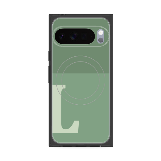 プレミアムスクエアケース with Pixelsnap［ オリジナル - initial two tone - L green ］
