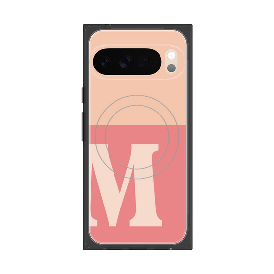 プレミアムスクエアケース with Pixelsnap［ オリジナル - initial two tone - M pink ］