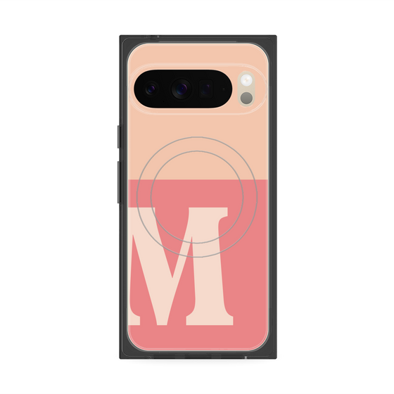プレミアムスクエアケース with Pixelsnap［ オリジナル - initial two tone - M pink ］
