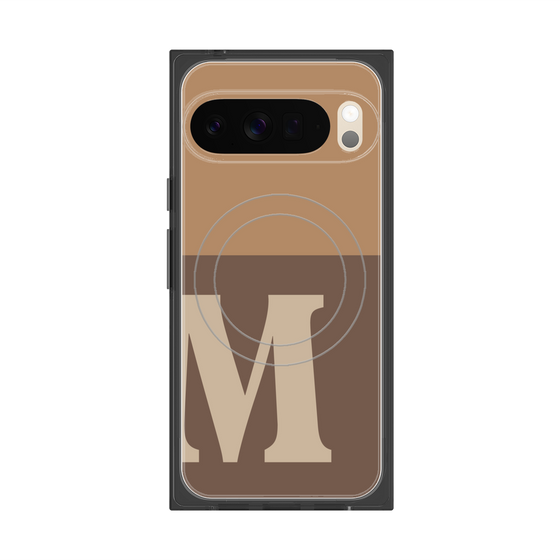 プレミアムスクエアケース with Pixelsnap［ オリジナル - initial two tone - M brown ］