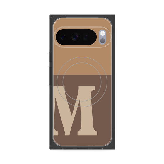 プレミアムスクエアケース with Pixelsnap［ オリジナル - initial two tone - M brown ］