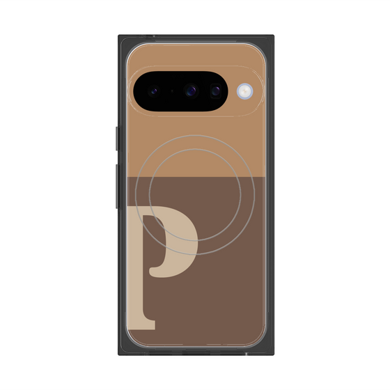 プレミアムスクエアケース with Pixelsnap［ オリジナル - initial two tone - P brown ］
