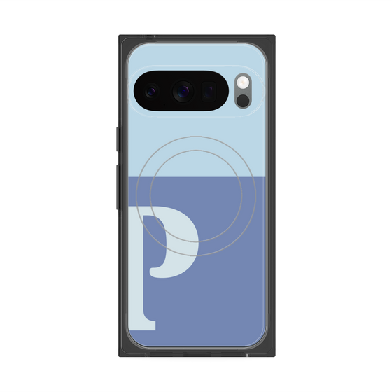 プレミアムスクエアケース with Pixelsnap［ オリジナル - initial two tone - P blue ］