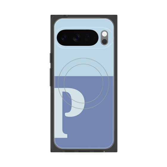 プレミアムスクエアケース with Pixelsnap［ オリジナル - initial two tone - P blue ］