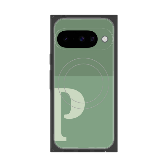 プレミアムスクエアケース with Pixelsnap［ オリジナル - initial two tone - P green ］