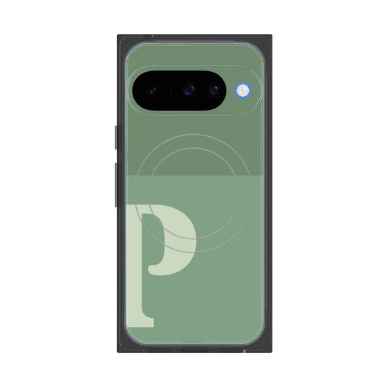 プレミアムスクエアケース with Pixelsnap［ オリジナル - initial two tone - P green ］