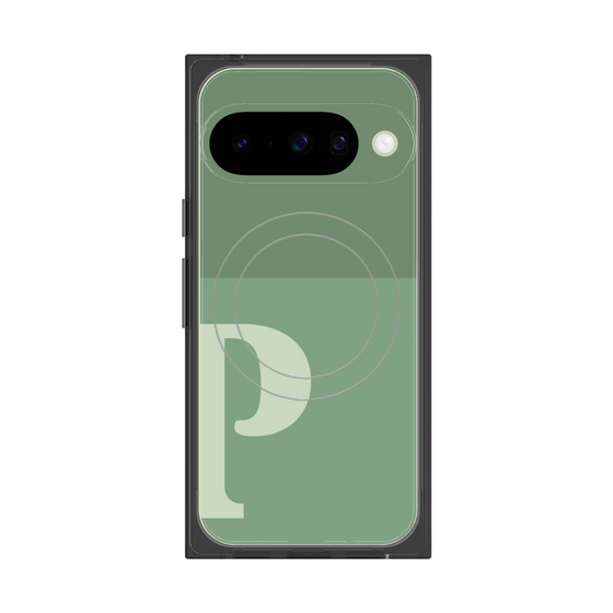 プレミアムスクエアケース with Pixelsnap［ オリジナル - initial two tone - P green ］