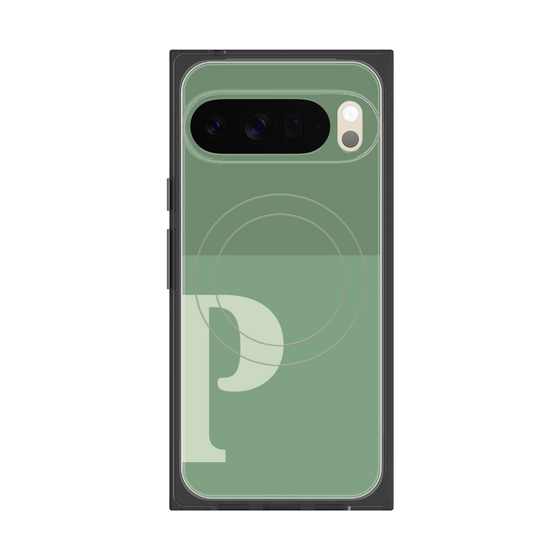 プレミアムスクエアケース with Pixelsnap［ オリジナル - initial two tone - P green ］