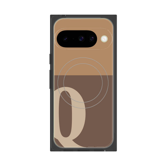 プレミアムスクエアケース with Pixelsnap［ オリジナル - initial two tone - Q brown ］