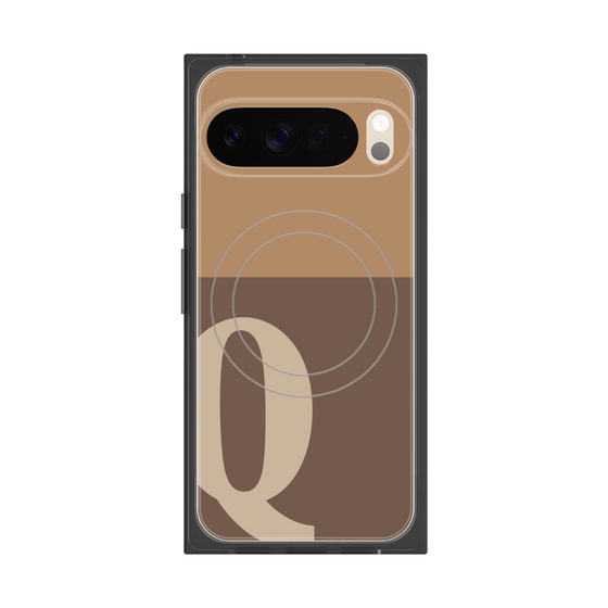 プレミアムスクエアケース with Pixelsnap［ オリジナル - initial two tone - Q brown ］