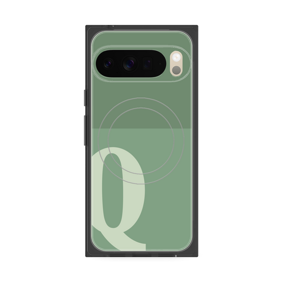 プレミアムスクエアケース with Pixelsnap［ オリジナル - initial two tone - Q green ］