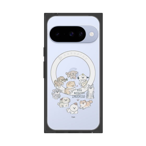 プレミアムスクエアケース with Pixelsnap［ こんにちは、いぬです - みんなそろって - クリア ］