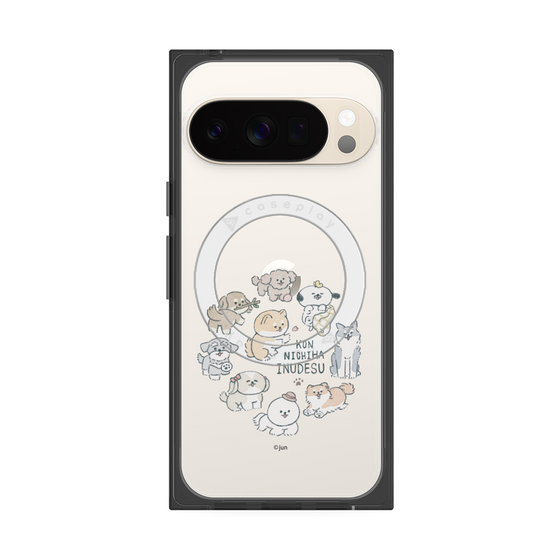プレミアムスクエアケース with Pixelsnap［ こんにちは、いぬです - みんなそろって - クリア ］