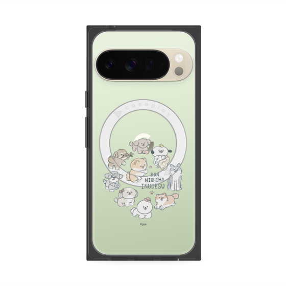 プレミアムスクエアケース with Pixelsnap［ こんにちは、いぬです - みんなそろって - クリア ］