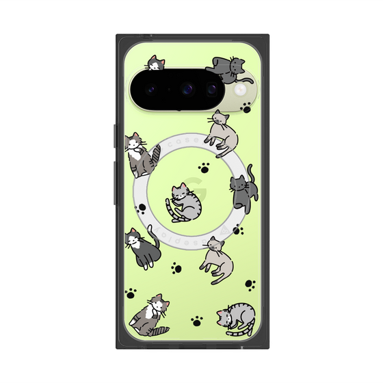 プレミアムスクエアケース with Pixelsnap［ オリジナル - CASEPLAYネコ総柄 - color ］