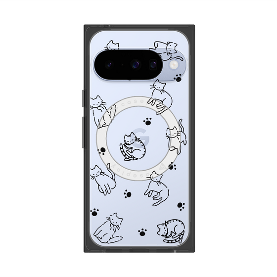 プレミアムスクエアケース with Pixelsnap［ オリジナル - CASEPLAYネコ総柄 - black ］