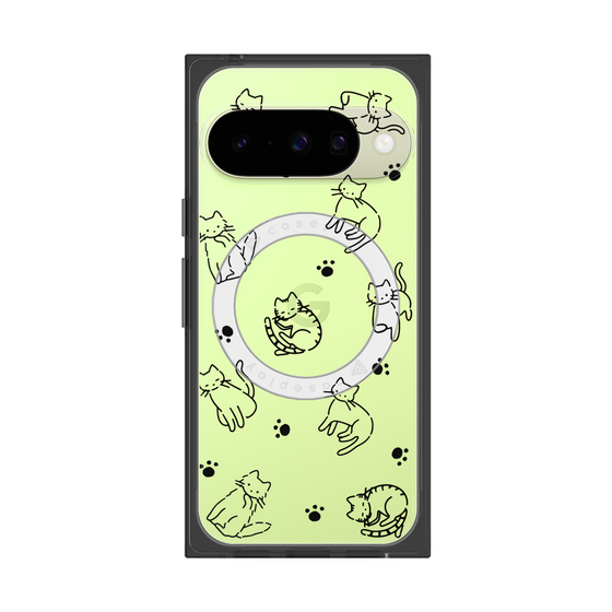 プレミアムスクエアケース with Pixelsnap［ オリジナル - CASEPLAYネコ総柄 - black ］