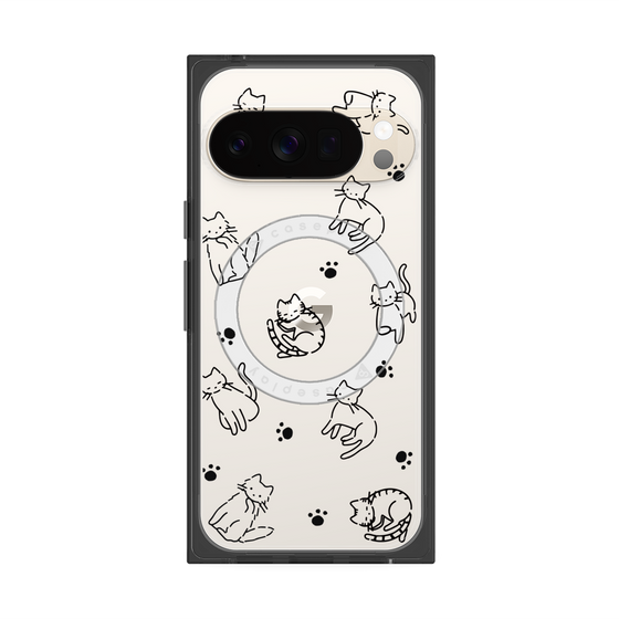 プレミアムスクエアケース with Pixelsnap［ オリジナル - CASEPLAYネコ総柄 - black ］