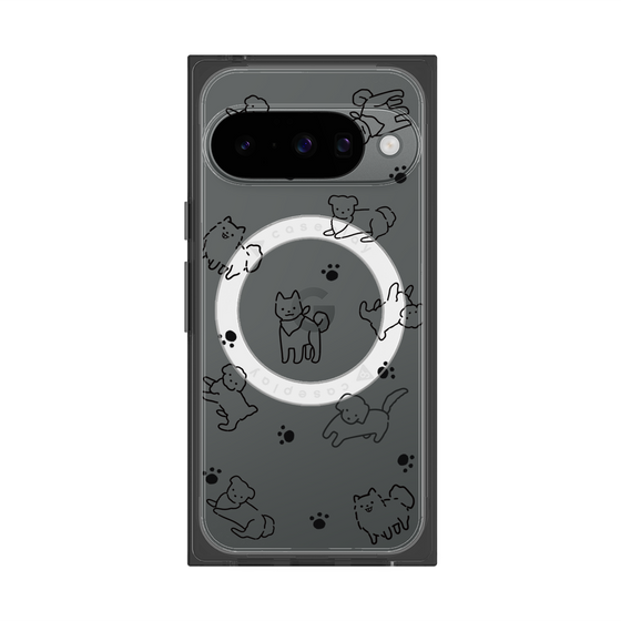 プレミアムスクエアケース with Pixelsnap［ オリジナル - CASEPLAYイヌ総柄 - black ］