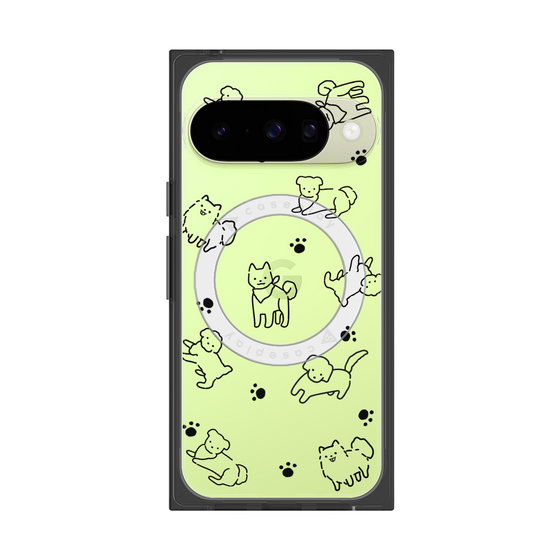 プレミアムスクエアケース with Pixelsnap［ オリジナル - CASEPLAYイヌ総柄 - black ］