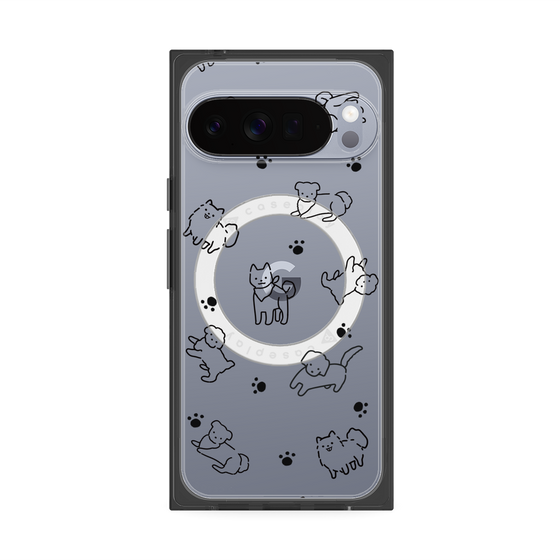 プレミアムスクエアケース with Pixelsnap［ オリジナル - CASEPLAYイヌ総柄 - black ］