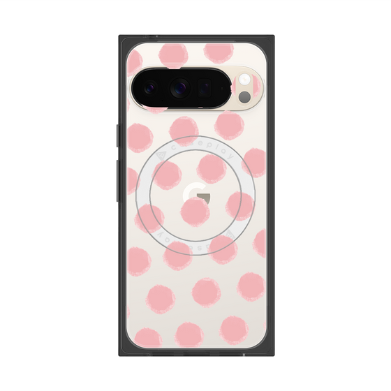 プレミアムスクエアケース with Pixelsnap［ オリジナル - 推し色水玉 - ピンク ］