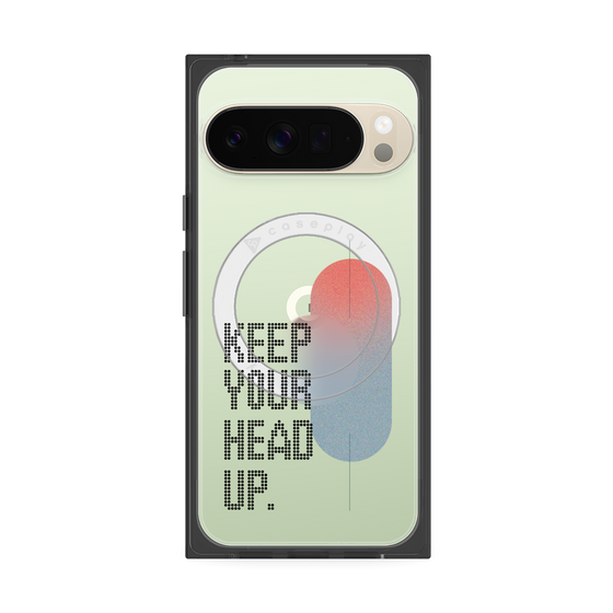 プレミアムスクエアケース with Pixelsnap［ オリジナル - ドットオーバーレイ - KEEP YOUR HEAD UP/A ］