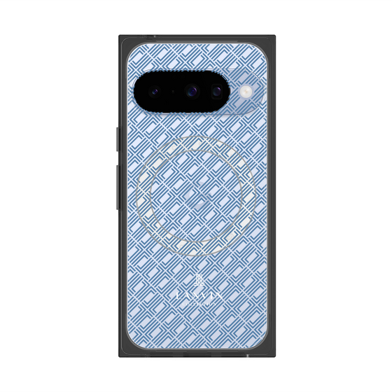 プレミアムスクエアケース with Pixelsnap［ LANVIN COLLECTION - ロゴパターン - ブルー ］