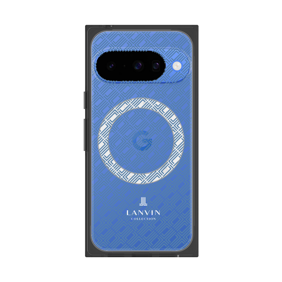 プレミアムスクエアケース with Pixelsnap［ LANVIN COLLECTION - ロゴパターン - ブルー ］