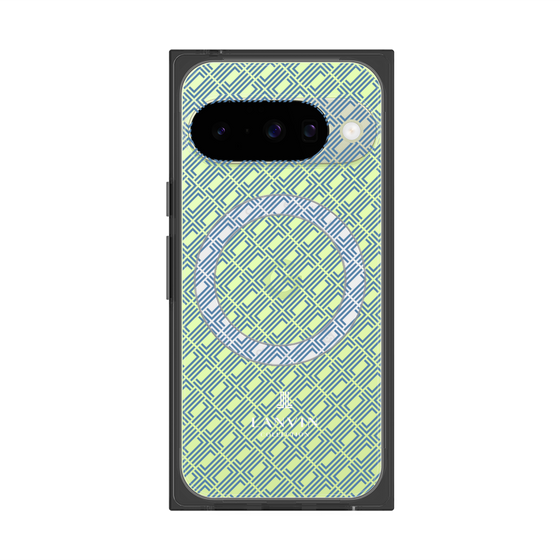 プレミアムスクエアケース with Pixelsnap［ LANVIN COLLECTION - ロゴパターン - ブルー ］