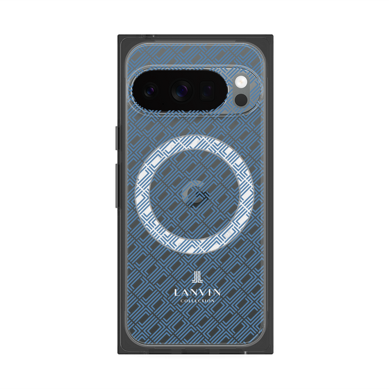 プレミアムスクエアケース with Pixelsnap［ LANVIN COLLECTION - ロゴパターン - ブルー ］