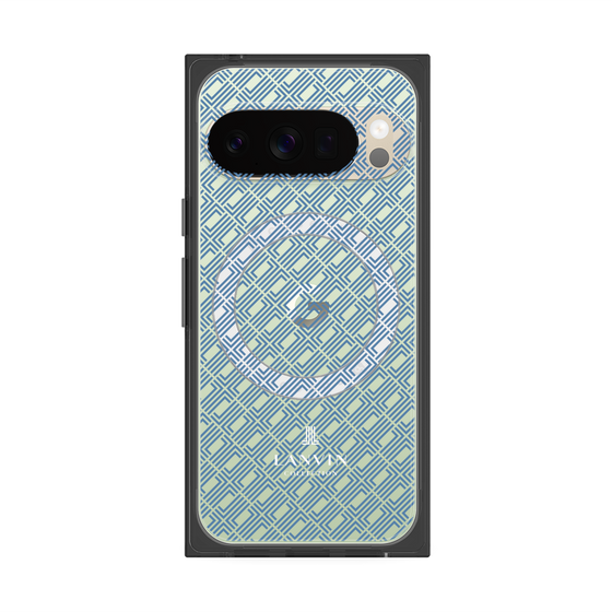 プレミアムスクエアケース with Pixelsnap［ LANVIN COLLECTION - ロゴパターン - ブルー ］