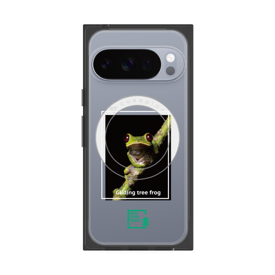 プレミアムスクエアケース with Pixelsnap［ Green Future Project - Gliding tree frog ］