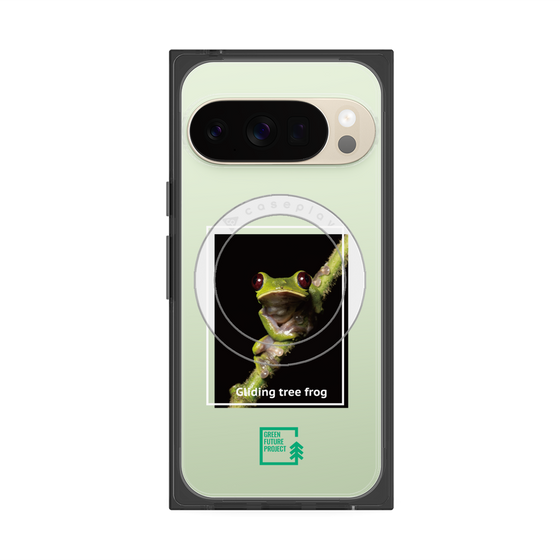 プレミアムスクエアケース with Pixelsnap［ Green Future Project - Gliding tree frog ］