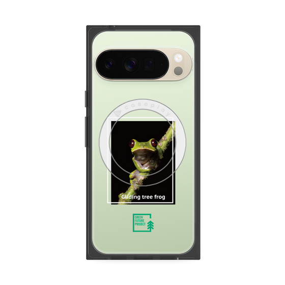 プレミアムスクエアケース with Pixelsnap［ Green Future Project - Gliding tree frog ］