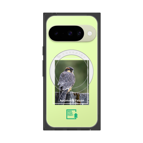 プレミアムスクエアケース with Pixelsnap［ Green Future Project - Aplomado Falcon ］