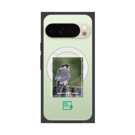プレミアムスクエアケース with Pixelsnap［ Green Future Project - Aplomado Falcon ］
