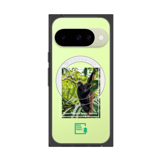 プレミアムスクエアケース with Pixelsnap［ Green Future Project - Brown-headed Spider Monkey ］