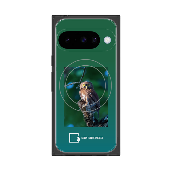プレミアムスクエアケース with Pixelsnap［ Green Future Project - Ferruginous Pygmy Owl ］
