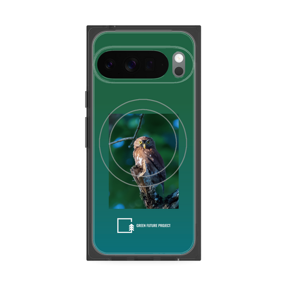 プレミアムスクエアケース with Pixelsnap［ Green Future Project - Ferruginous Pygmy Owl ］