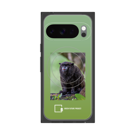 プレミアムスクエアケース with Pixelsnap［ Green Future Project - Black-mantled Tamarin ］
